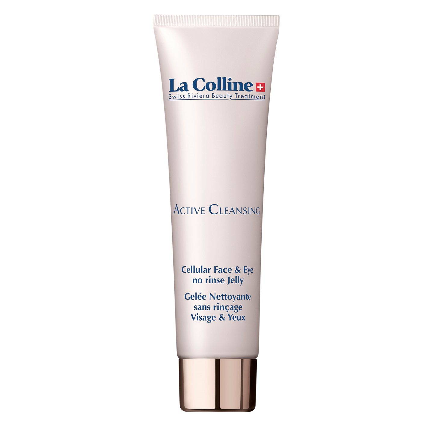 La Colline Active Cleansing Cellular Jelly bottle with transparent gel texture, showcasing luxury skincare for sensitive skin