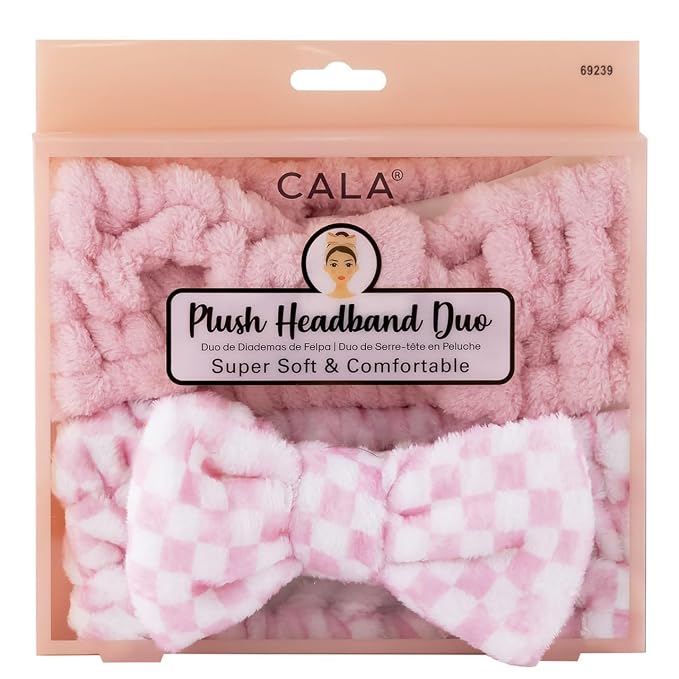 CALA PLUSH HEADBAND DUO (PINK/CHECKER)