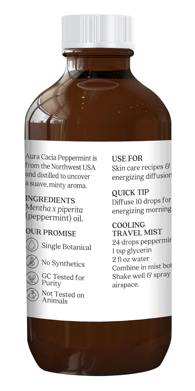 Aura Cacia 100% Pure Peppermint Essential Oil | GC/MS Tested for Purity - Katz Beauty