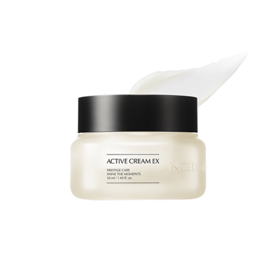 Incellderm Active Cream EX jar with rich texture for deep hydration.