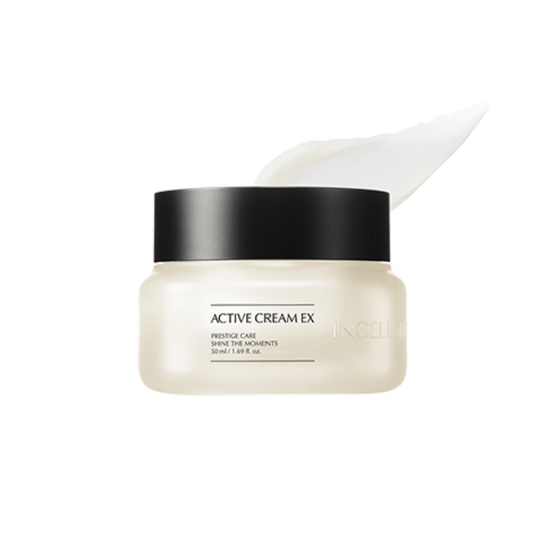 Incellderm Active Cream EX jar with rich texture for deep hydration.