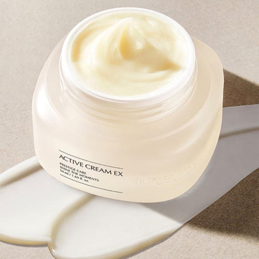 Close-up of Active Cream EX blended into skin, showcasing moisturizing effect.