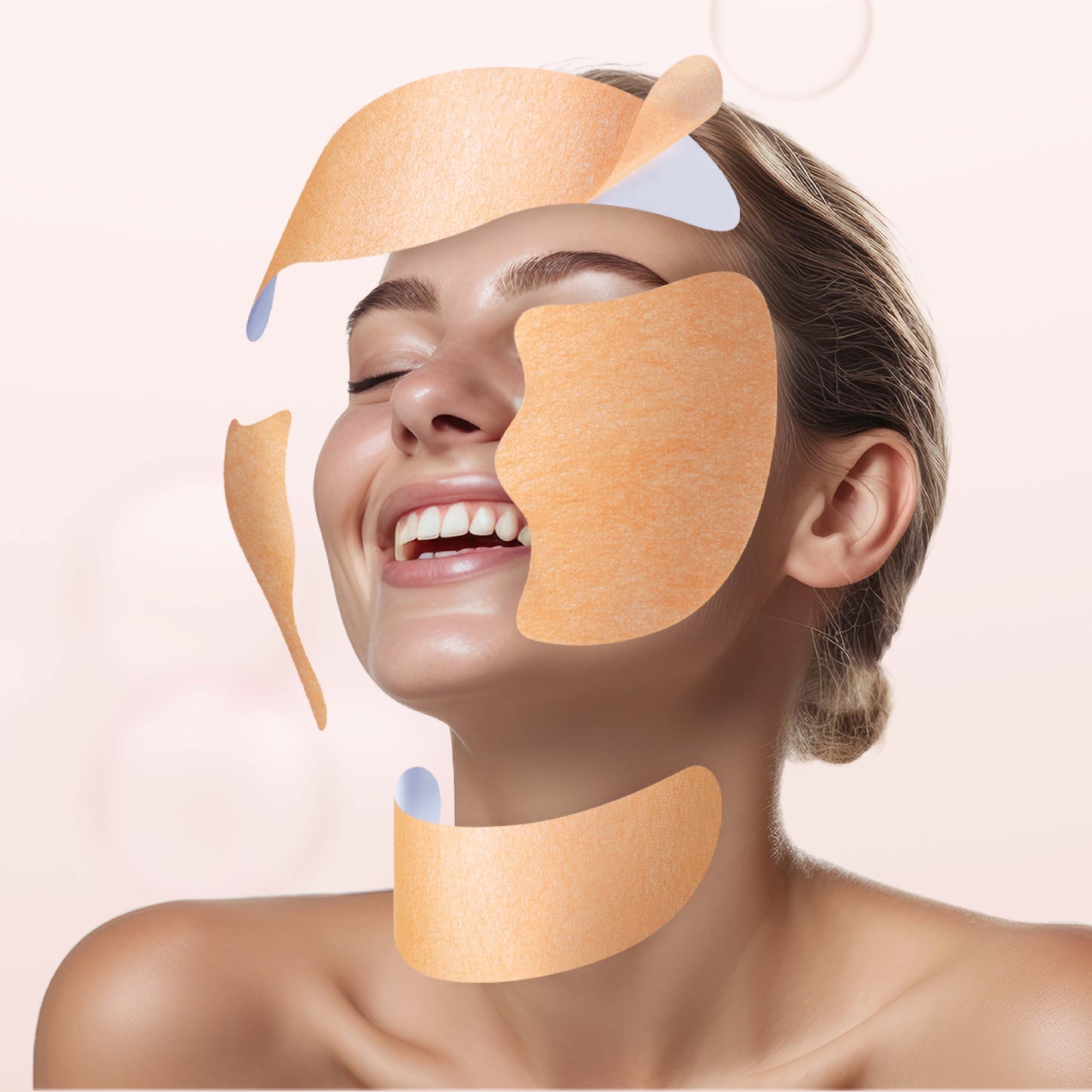 Incellderm Collagen 100 Melting Sheet applied to face, showcasing seamless absorption and glow.