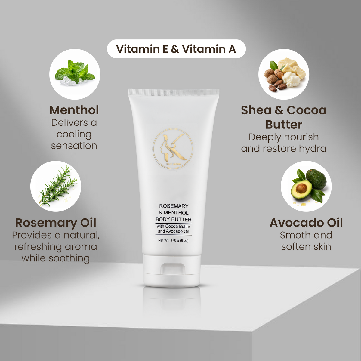 Katz Beauty Rosemary & Menthol Body Butter – Deep Hydration & Anti-Aging