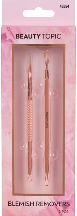 Beauty Topic Blemish Remover Set, Stainless Steel Skin Extractor Tools with Loop and Pointed Ends, 2 Pieces