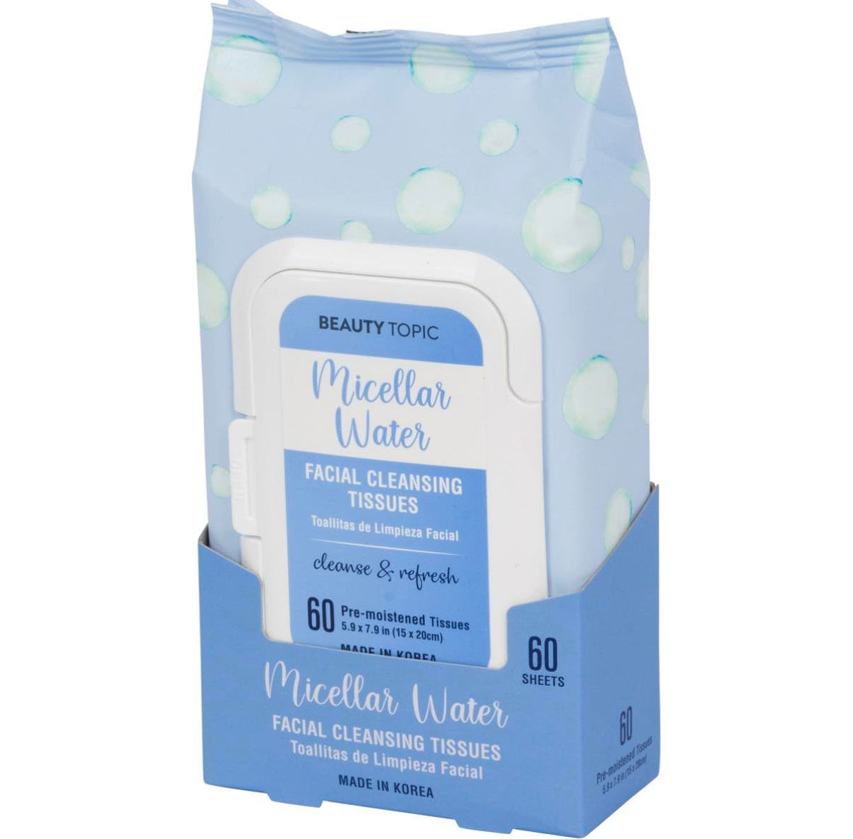 Beauty Topic Micellar Water Facial Cleansing Tissues, 60 Sheets