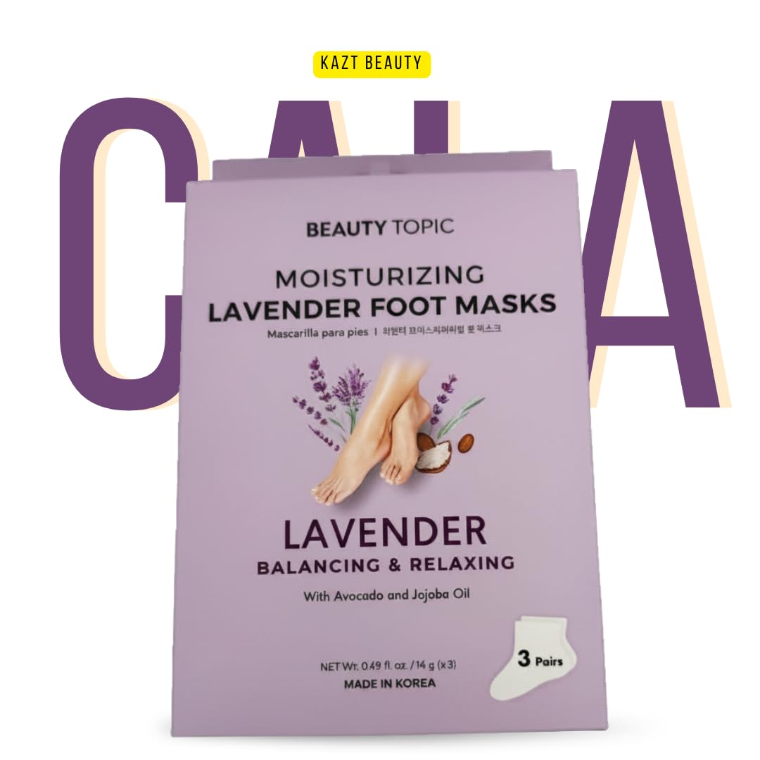Beauty Topic Moisturizing Foot Mask with Lavender, Avocado and Jojoba Oil, 3 Pair