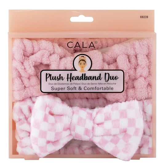 CALA PLUSH HEADBAND DUO (PINK/CHECKER)