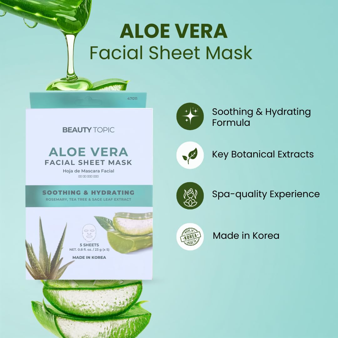 Beauty Topic Aloe Vera Facial Sheet Mask, 5 Sheets