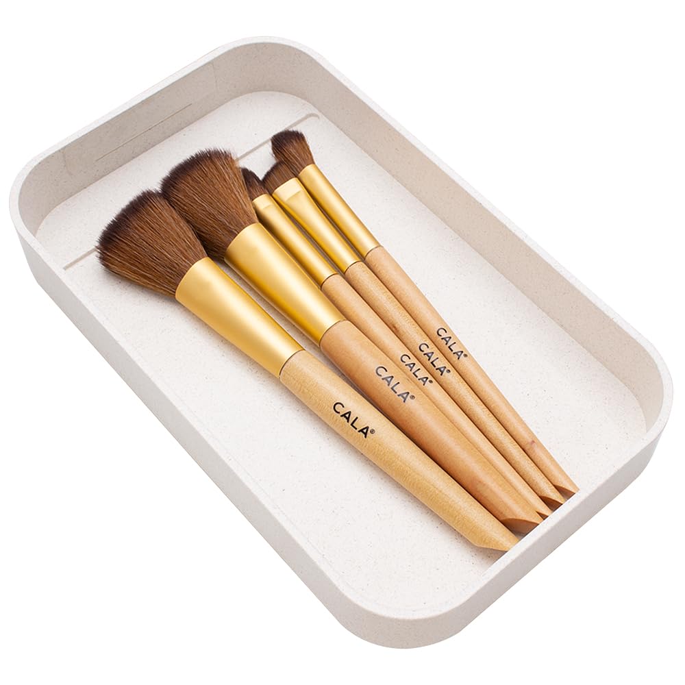 CALA CALA Bamboo Beauty Makeup Brush Set, 5 Pc with Reusable Tray