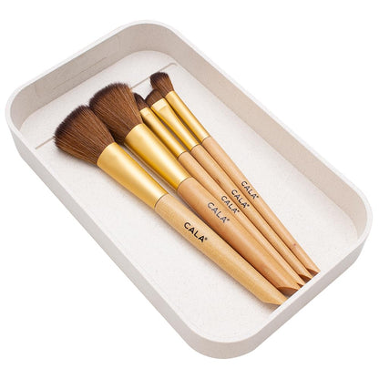 CALA CALA Bamboo Beauty Makeup Brush Set, 5 Pc with Reusable Tray