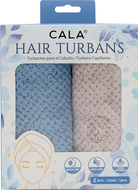 Cala Hair Turbans 2PC - Blue/Taupe
