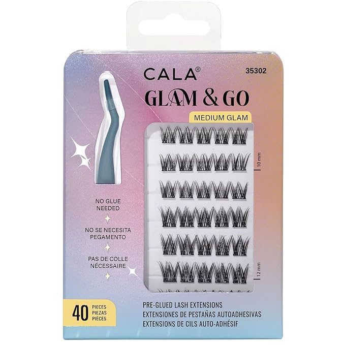 CALA Glam & Go Pre-Glued Lash Extensions, 40 Pieces