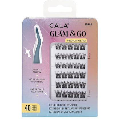 CALA Glam & Go Pre-Glued Lash Extensions, 40 Pieces