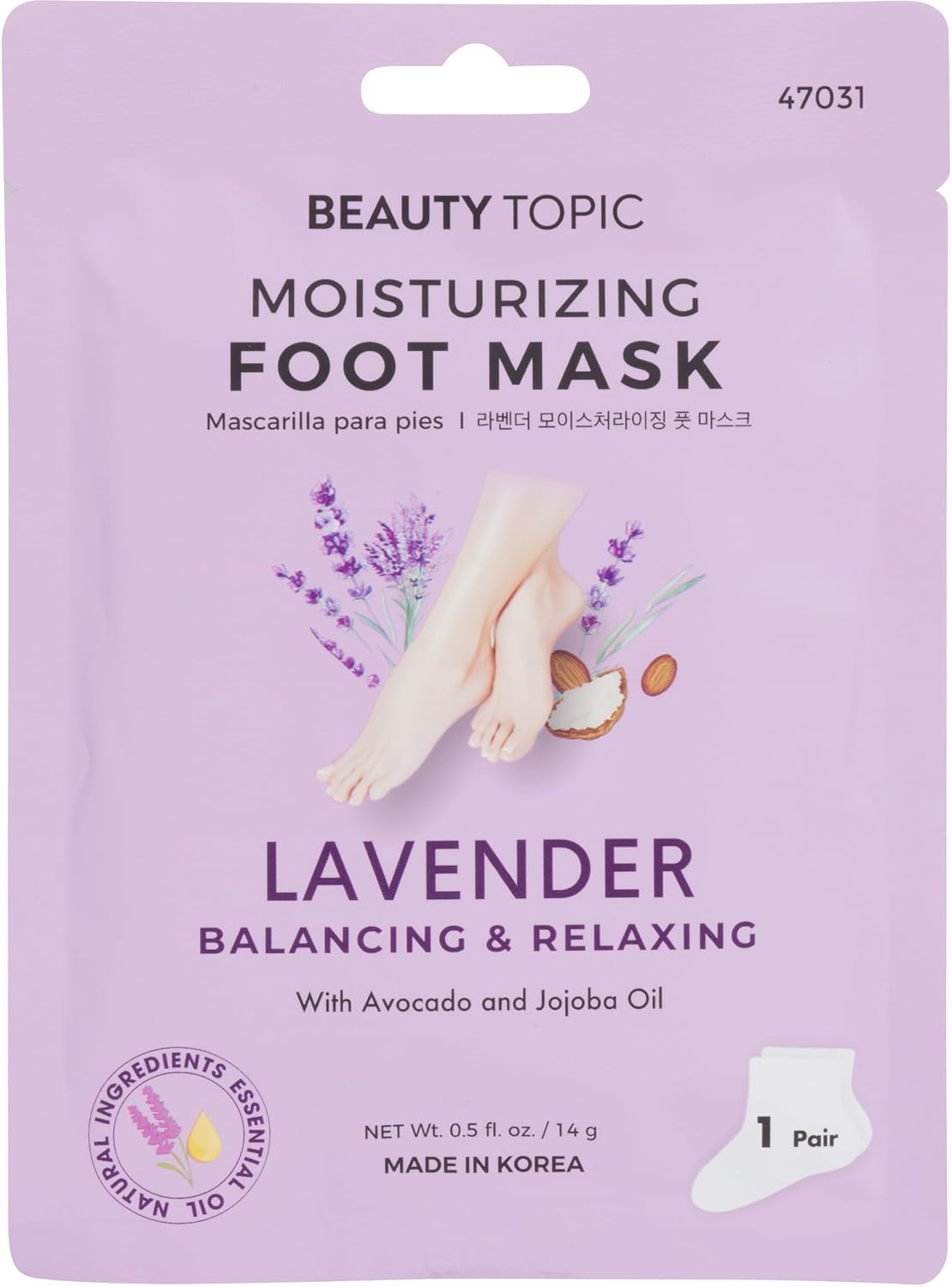 Beauty Topic Moisturizing Foot Mask with Lavender, Avocado and Jojoba Oil, 3 Pair