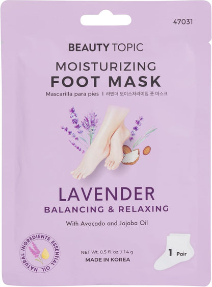 Beauty Topic Moisturizing Foot Mask with Lavender, Avocado and Jojoba Oil, 3 Pair