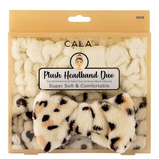 CALA PLUSH HEADBAND DUO (BEIGE/LEOPARD)