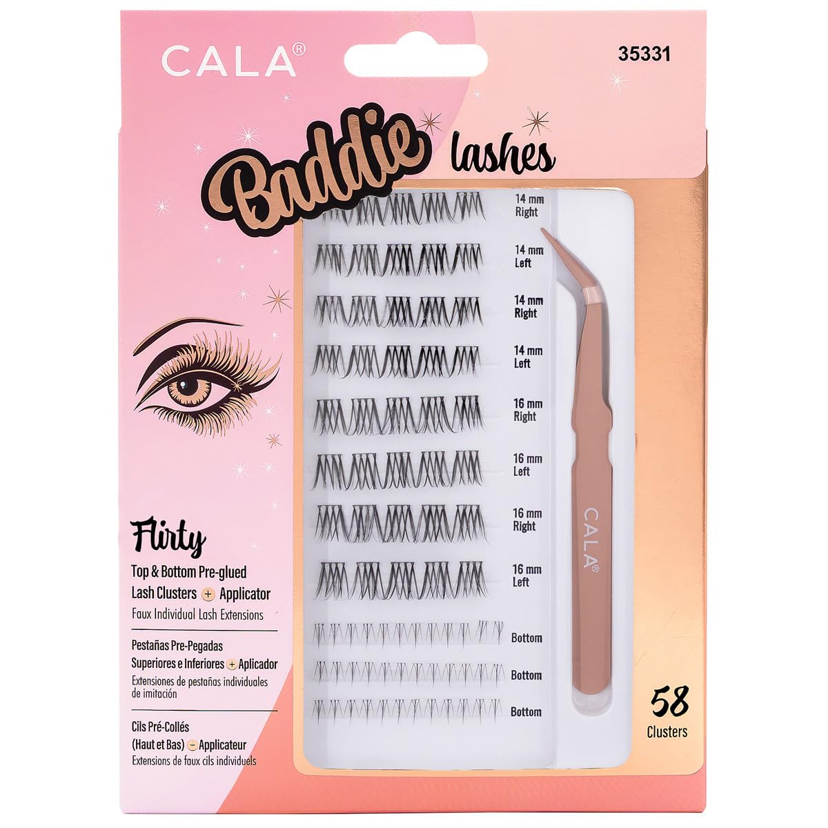 CALA Baddie Lashes Flirty Pre-Glued Lash Clusters, 58 Clusters