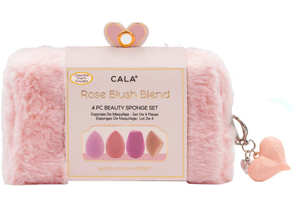 CALA 4 Beauty Blending Sponges with Pink Cosmetic Bag and Charm