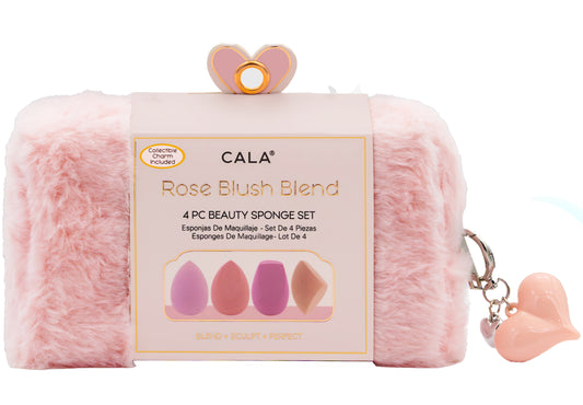 CALA 4 Beauty Blending Sponges with Pink Cosmetic Bag and Charm