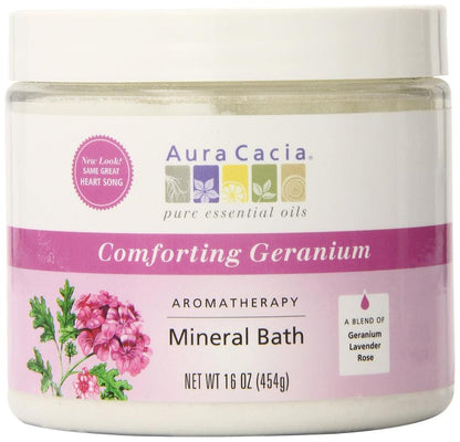 Aura Cacia Aromatherapy Mineral Bath, Comforting Geranium