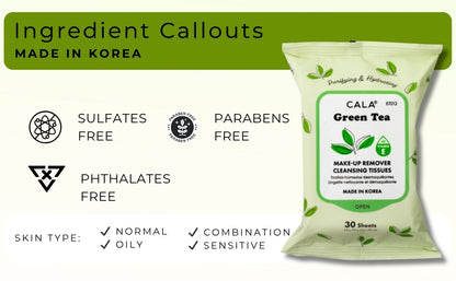 CALA Makeup Remover Cleansing Tissues: Green Tea (30 Sheets)