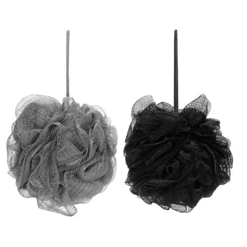 CALA JUMBO BATH PUFFS: GREY/BLACK 2PCS