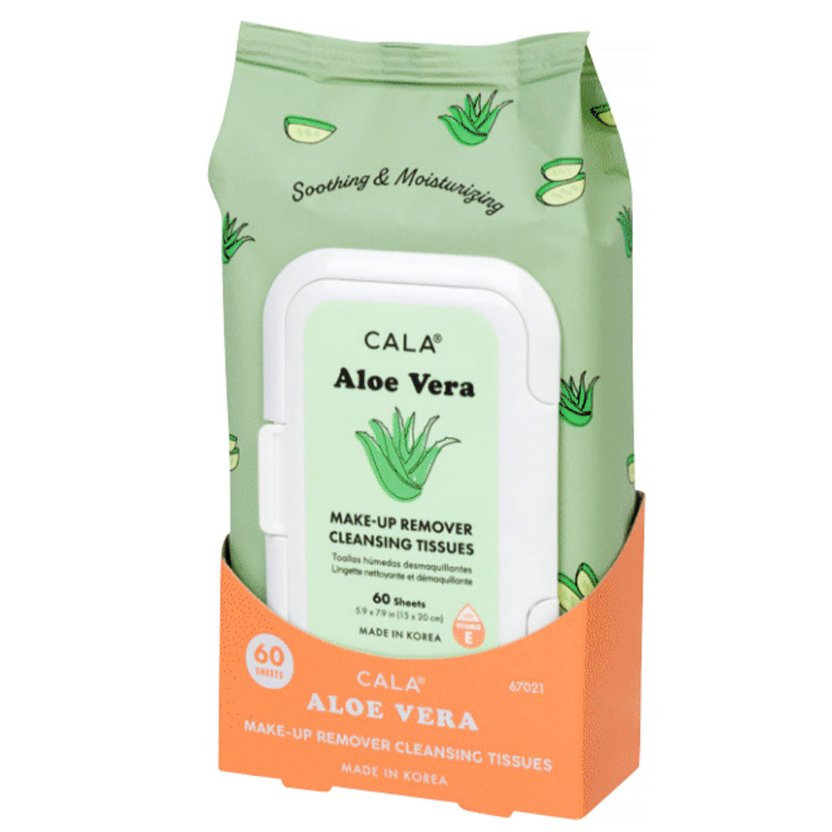 CALA MAKEUP REMOVER CLEANSING TISSUES: ALOE VERA (60 SHEETS)
