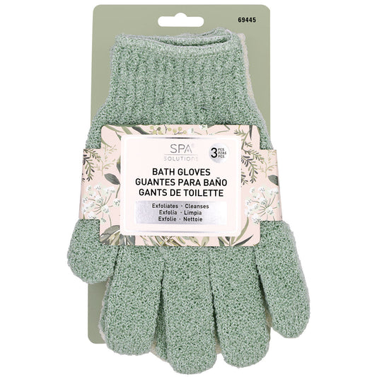 CALA EXFOLIATING BATH GLOVES | SOFT SAGE (3PK)