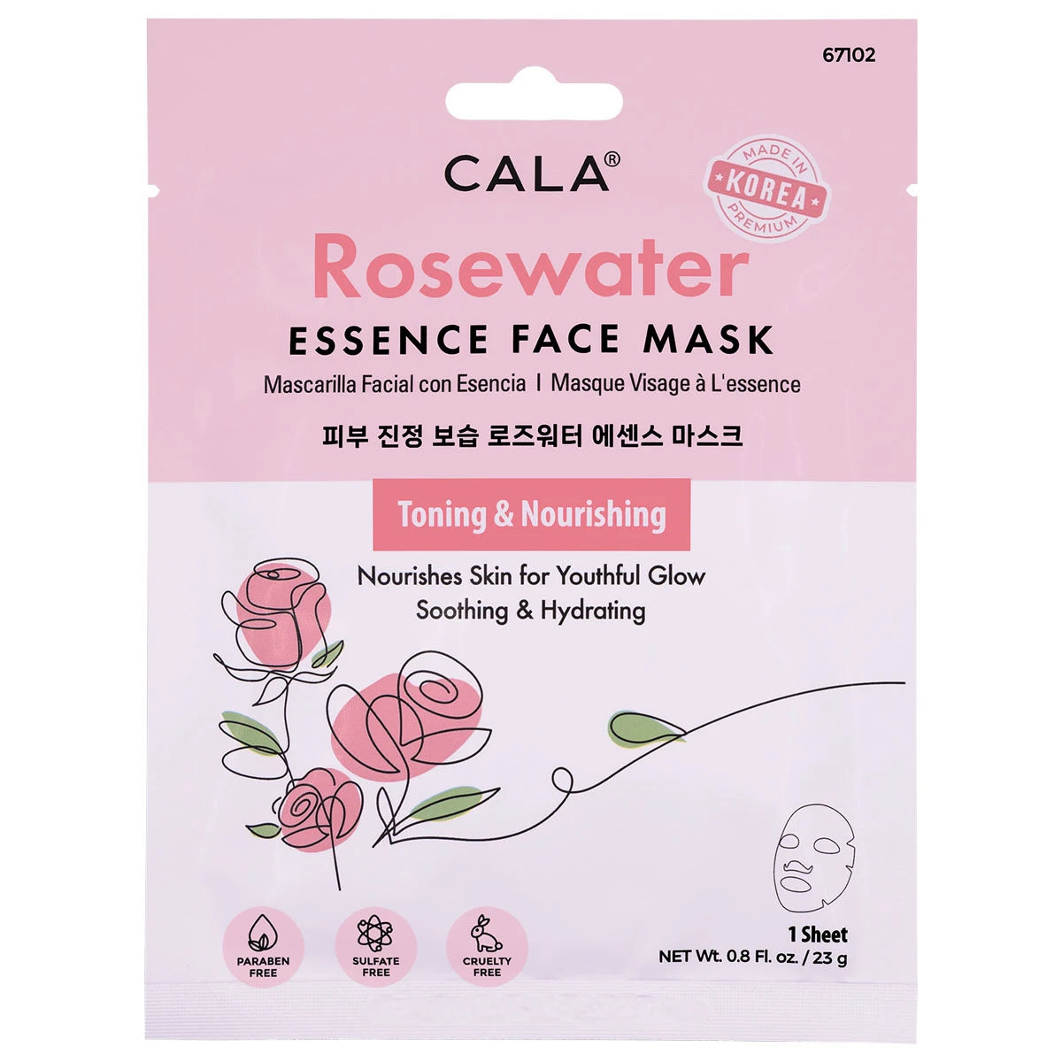 Cala Essence Facial Mask: Rosewater (5 pks)