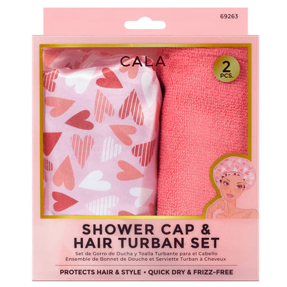 CALA SHOWER TURBAN SET: HEARTS