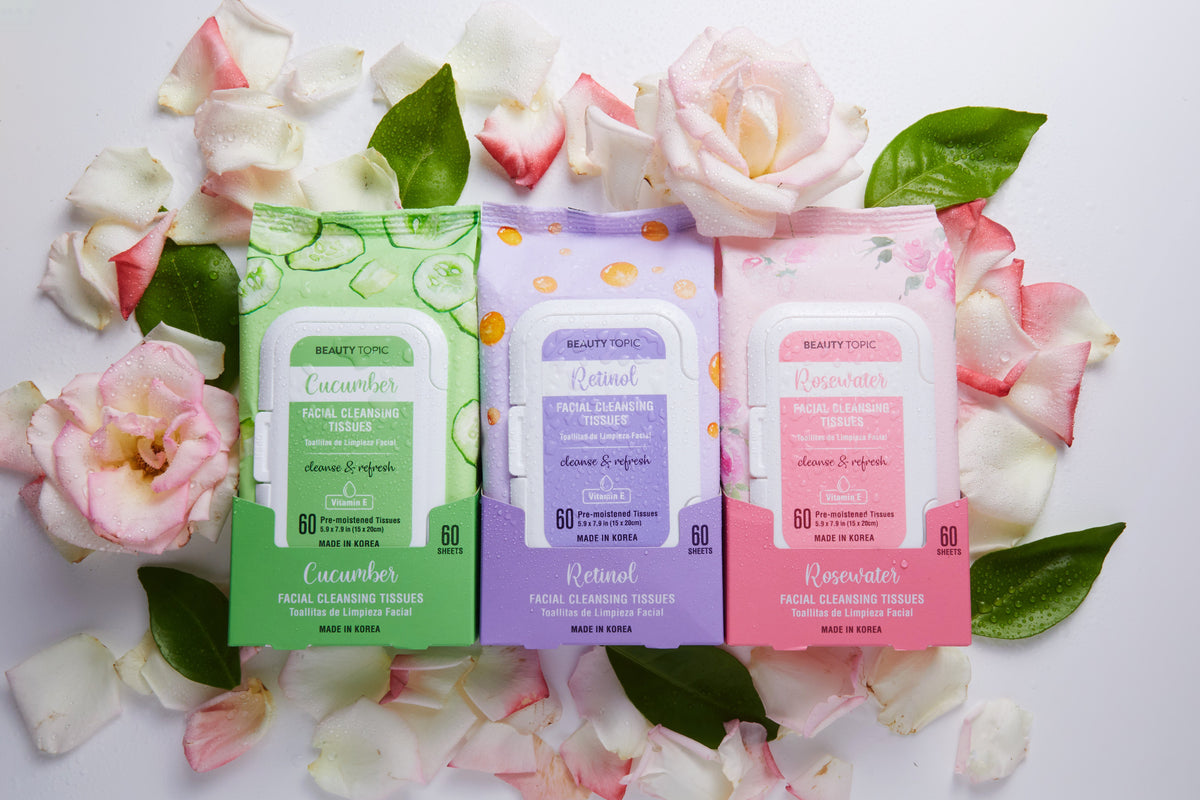 Beauty Topic Rosewater Facial Cleansing Tissues, Pre-Moistened, 60 Sheets