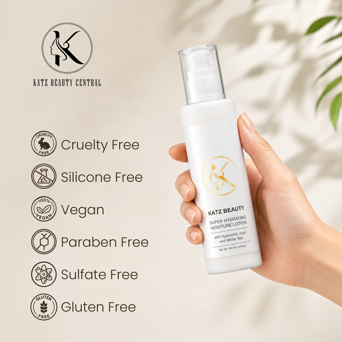 Katz Beauty Super Hydrating Moisture Lotion, Hyaluronic Acid & White Tea
