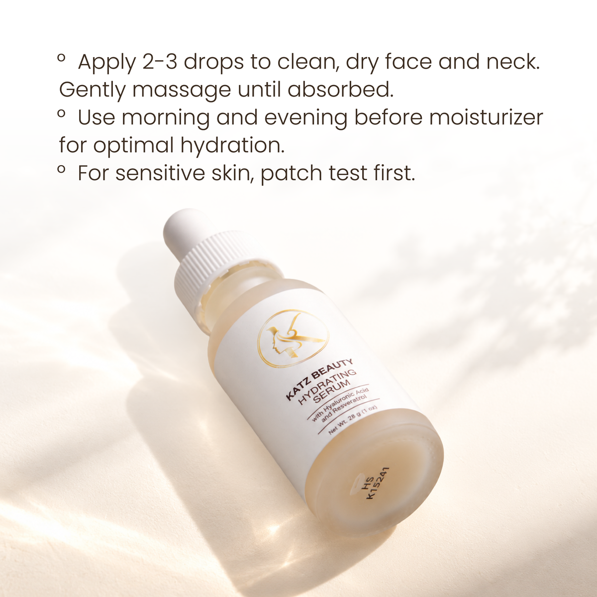 Katz Beauty Hydrating Serum with Hyaluronic Acid & Resveratrol, 1 fl oz