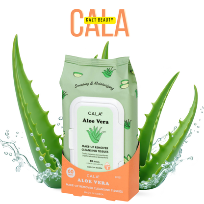CALA MAKEUP REMOVER CLEANSING TISSUES: ALOE VERA (60 SHEETS)
