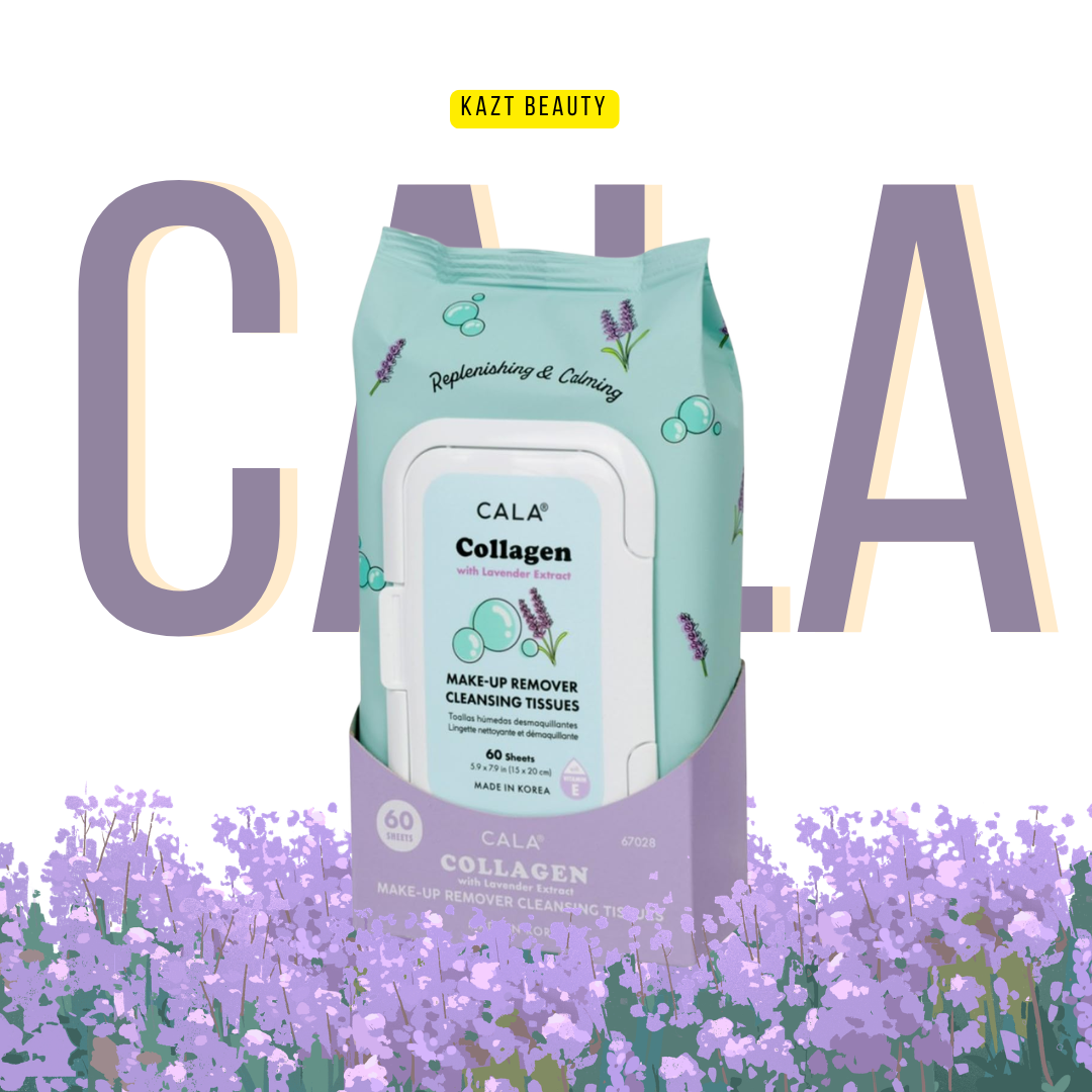 CALA Collagen Makeup Remover Cleansing Tissues, Waterproof Eye Makeup Wipes, 60 sheets