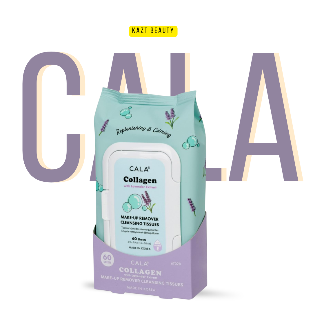 CALA Collagen Makeup Remover Cleansing Tissues, Waterproof Eye Makeup Wipes, 60 sheets