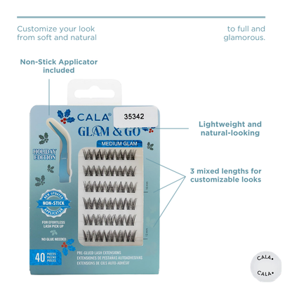 CALA Glam & Go Pre-Glued Lash Clusters – Medium Glam (Holiday Limited Edition) 40pc