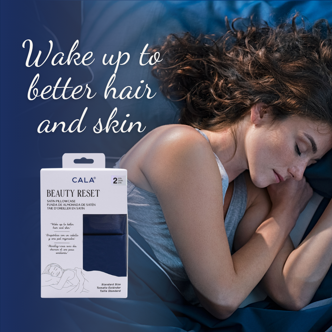 CALA BEAUTY RESET SATIN PILLOWCASE: NAVY BLUE (2PC)