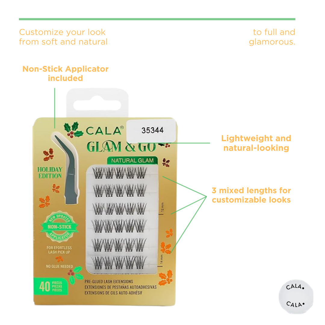 CALA Glam & Go Pre-Glued Lash Clusters – Natural Glam (Holiday Limited Edition), 40pc