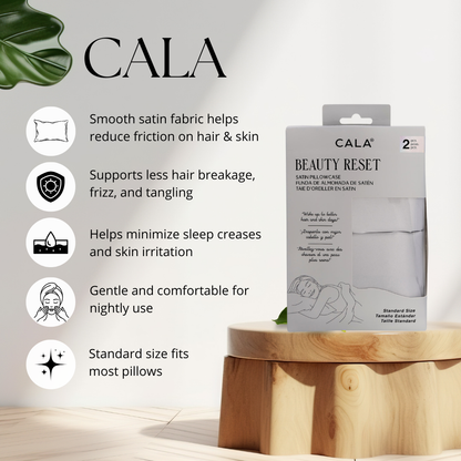 CALA BEAUTY RESET SATIN PILLOWCASE: STANDARD (2PC), GRAPHITE