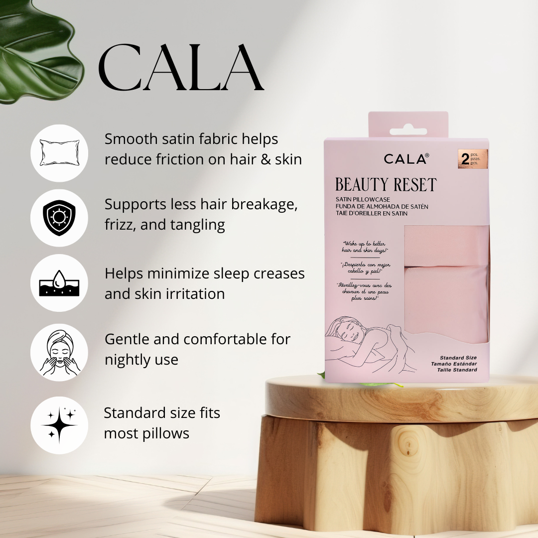 CALA BEAUTY RESET SATIN PILLOWCASE: STANDARD (2PC), BLUSH