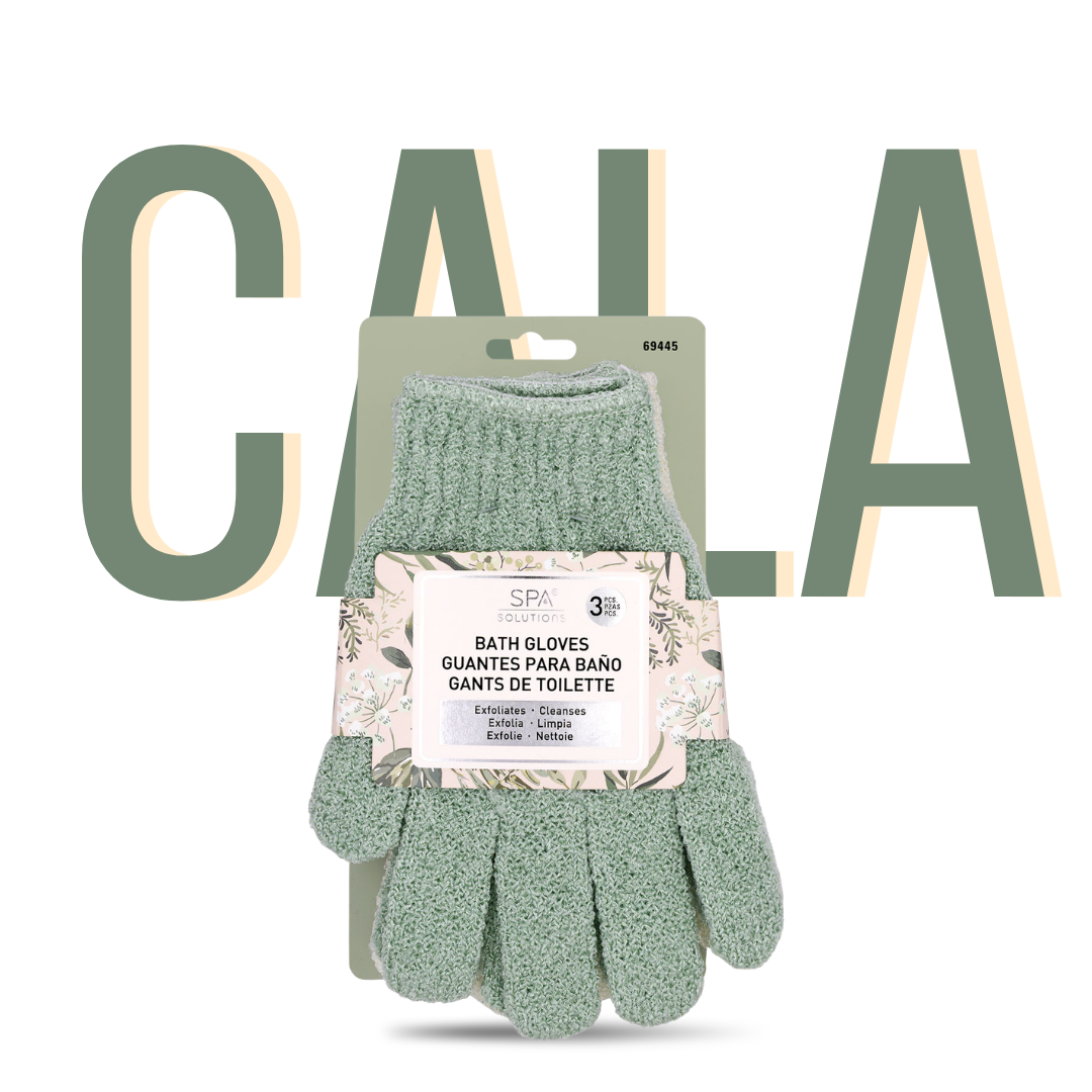 CALA EXFOLIATING BATH GLOVES | SOFT SAGE (3PK)