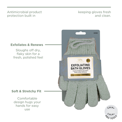 CALA EXFOLIATING BATH GLOVES | GREEN SAGE (3PK)