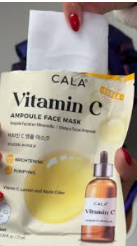Cala Vitamin C Ampoule Face Mask, Hydrating Sheet Mask for Dry Skin, 5 Count