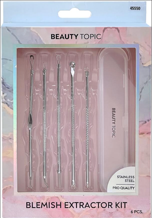 Beauty Topic Blemish Extractor Kit, Stainless Steel, 6 Piece