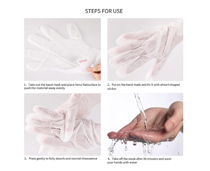 CALA Moisturizing Hand Mask Gloves with Hyaluronic Acid, Shea Butter and Avocado Oil, 3 Pairs