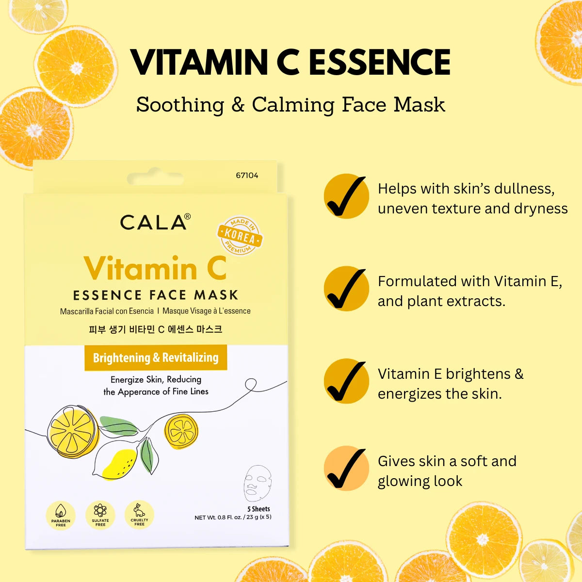 Cala Essence Facial Mask: Vitamin C (5pk)