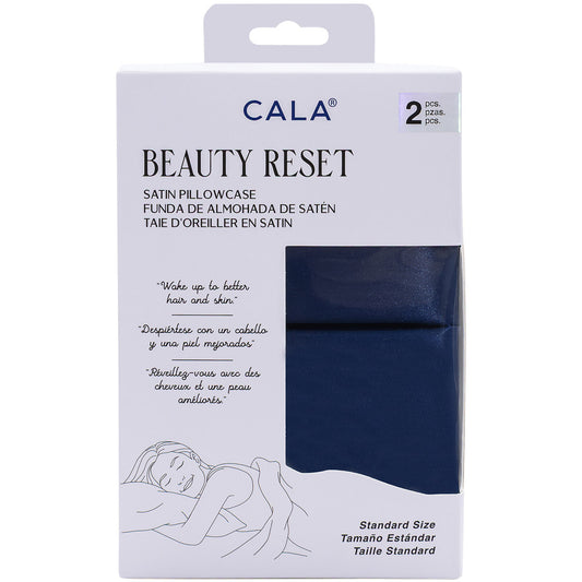 CALA BEAUTY RESET SATIN PILLOWCASE: NAVY BLUE (2PC)