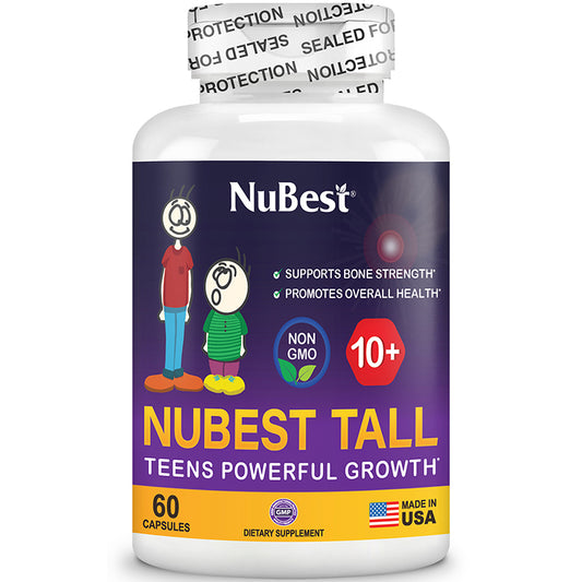 NuBest Tall 10+, Powerful Bone Growth Formula for Children (10+) & Teens Who Drink Milk Daily, 60 Capsules (Pack of 1)